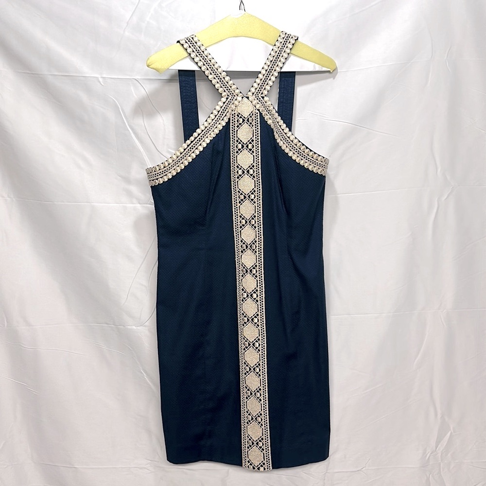 Lily Pulitzer Navy With Gold Fabric Trim Dress